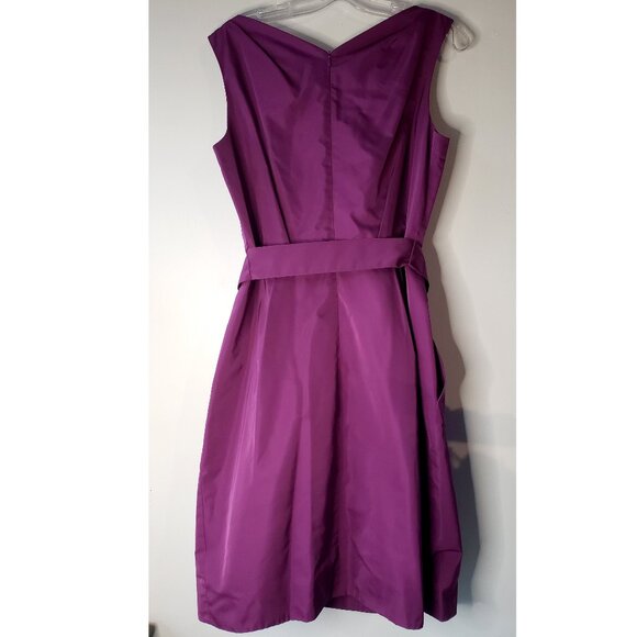 Purple Lida Baday Formal Dress w Belt Silk Poly Blend - Picture 2 of 10